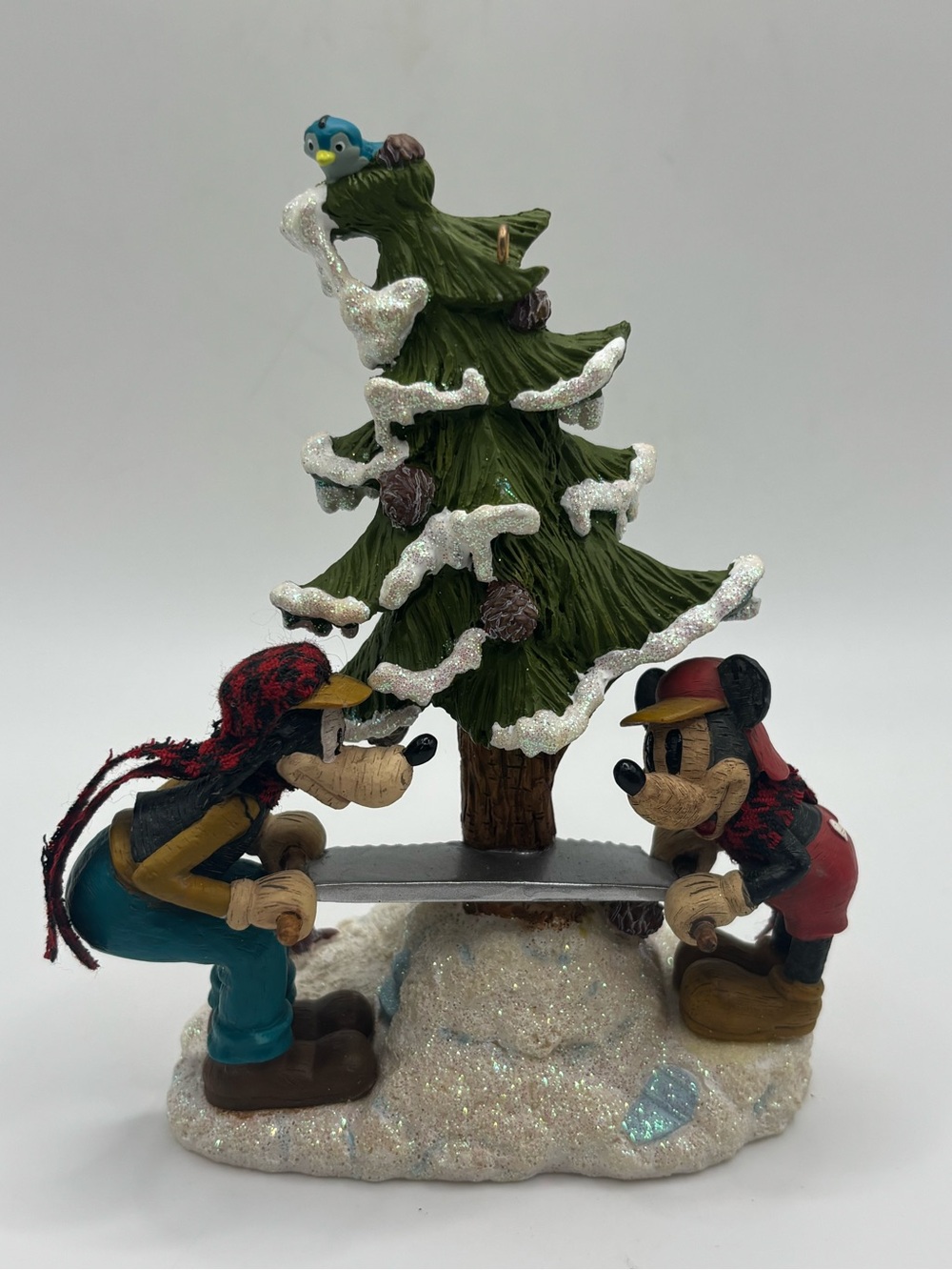 Retired Disney Parks Christmas Tree Ornament Mickey Goofy Cutting